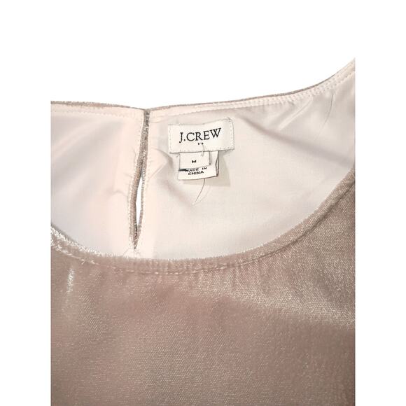 J. CREW Velvet Velour Short Sleeve Top Shirt Blouse Medium Beige Tan Neutrals - Picture 7 of 9
